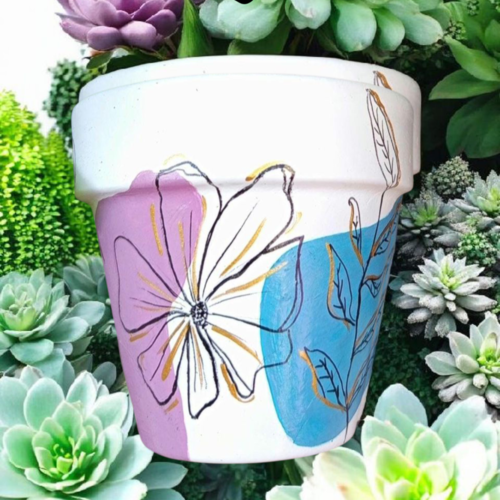 Pot de fleurs en terre cuite peint à la main cache-pot plante extérieur intérieur pot décoré pot terracotta cadeau fete des mères