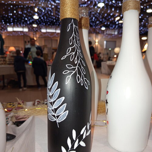 Peinture sur verre bouteille en verre peinte à la main cadeau unique déco recyclée bouteille décorative recyclée