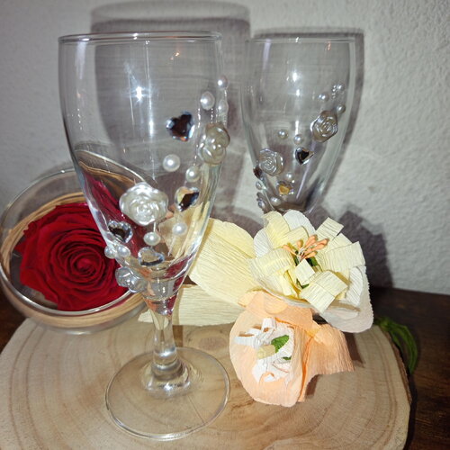 Flûtes à champagne de mariage verres de mariage verres décorés st-valentin cadeau anniversaire coupe de champagne, marié