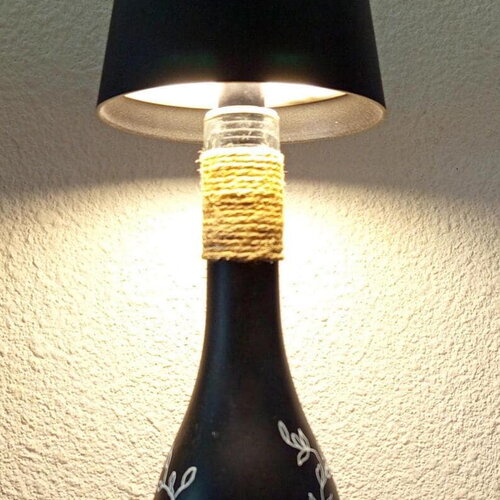 Bouteille lumineuse en verre peinte à la main bouteille lampe veilleuse led bouteille led cadeau maman mères anniversaire lampe de table