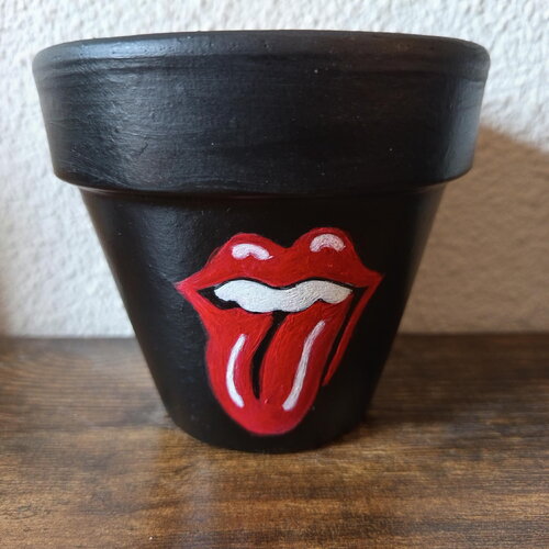 Pot de fleur langue en terre cuite peint à la main cache-pot plante extérieur intérieur pot décoré décoration pot terracotta