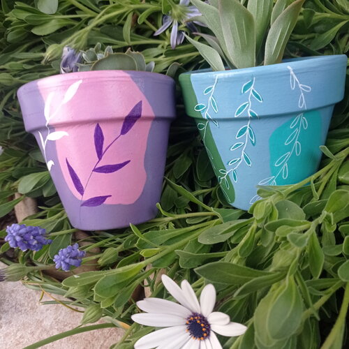 Pot de fleur en terre cuite peint à la main cache pot extérieur jardinière pot de plante d'intérieur pot décoré décoration pot