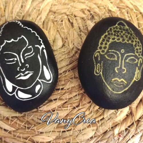 2 galets peints à la main bouddha zen, pierres peintes à la main, peinture sur galet zen bouda, cailloux peints décoratifs roche galet