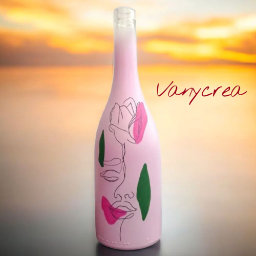 Bouteille en verre peinte à la main cadeau décoration de table bouteille décorative vase recyclé carafe à vin