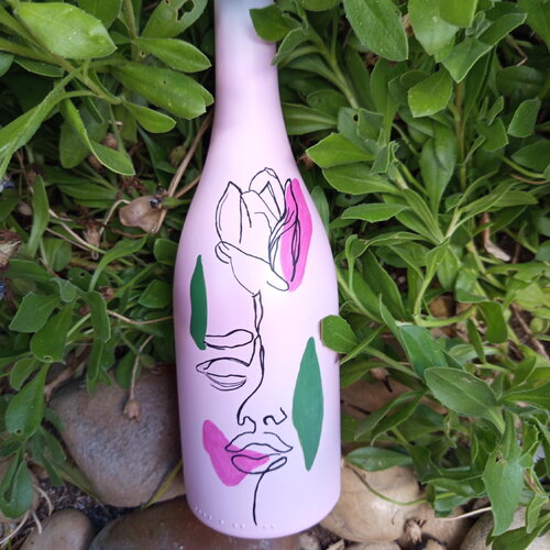 Bouteille en verre peinte à la main cadeau décoration de table bouteille décorative vase recyclé carafe à vin