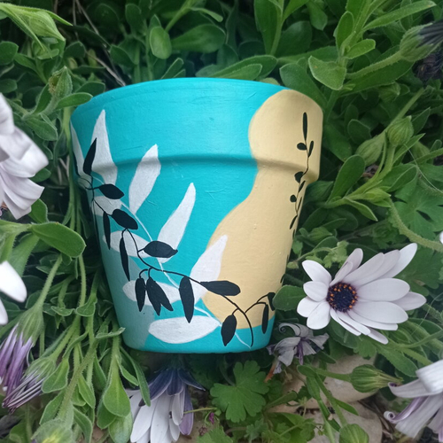 Pot de fleur en terre cuite peint à la main cache pot extérieur jardinière peint pot de plante d'intérieur pot décoré décoration