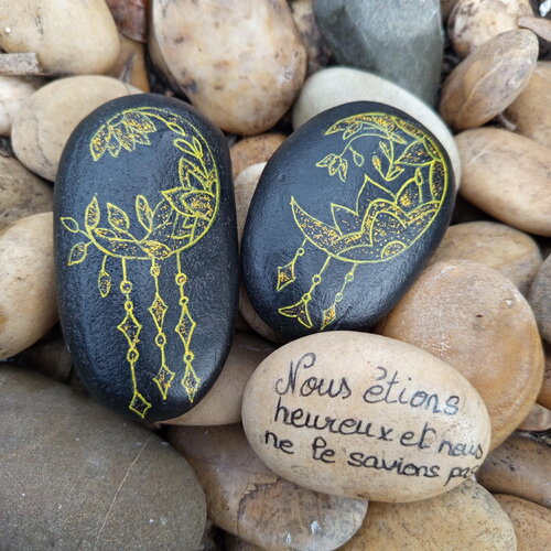 Galet peint à la main galet funéraire pierre peinte à la main pierre funéraire tombale deuil commémorative deuil