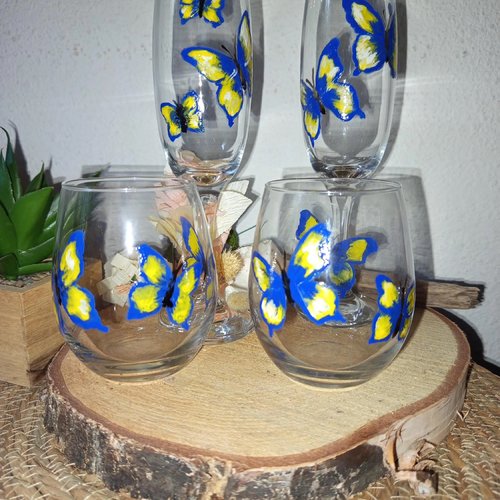 Flutes à champagne peintes à la main papillons cadeau mariage anniversaire verre décoré, peinture sur verre
