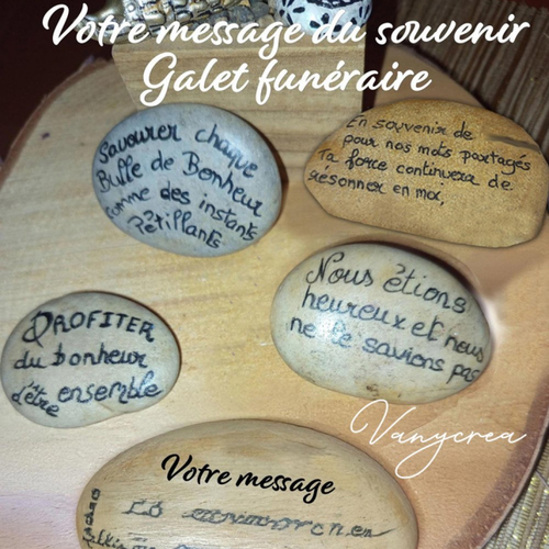 Galet peint personnalisé funéraire galet message avec inscription citations deuil cimetière tombe pierre tombale commémorative