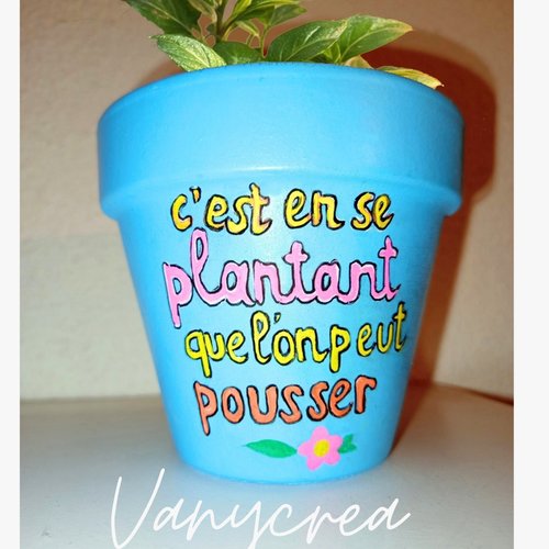 Pot de fleur en terre cuite peint à la main cache-pot humour cadeau cache pot plante extérieur intérieur pot décoré décoration pot