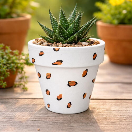 Pot de fleur en terre cuite peint à la main pot en terre cache pot léopard cadeau cache-pot plante extérieur intérieur pot décoré
