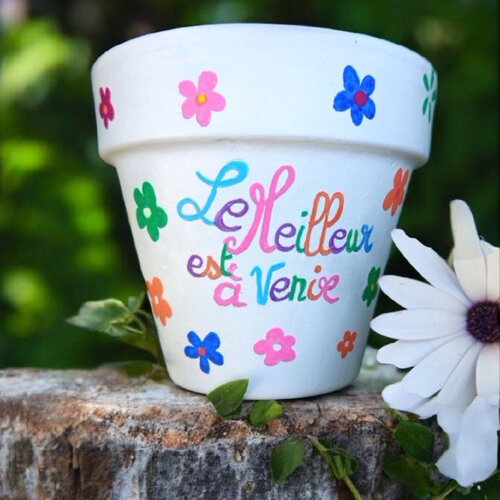 Pot de fleurs en terre cuite peint main cache-pot, pot de plante extérieur/intérieur pot décoré cadeau mères deco terracotta