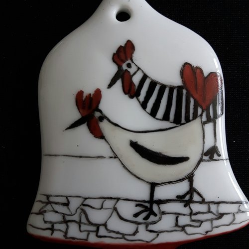 Magnet poules à suspendre en porcelaine ,suspension , décoration pâques