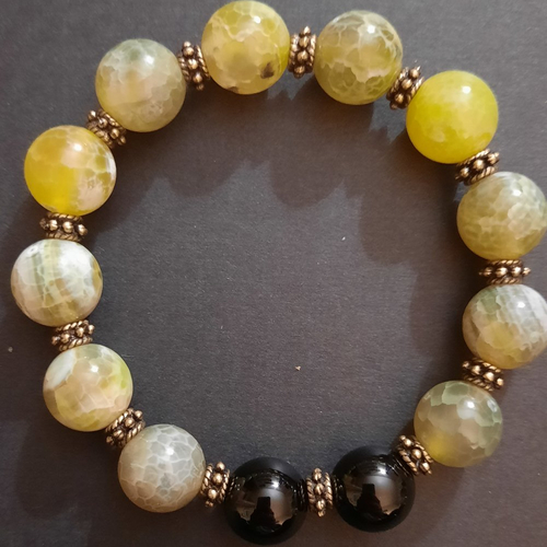 Bracelet pierre de gemmes agate et onyx