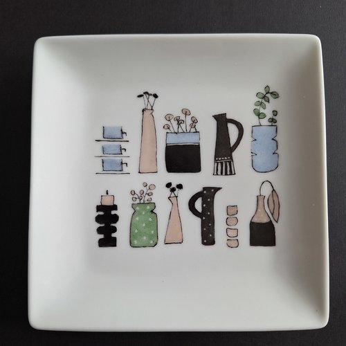 Vide poche carré en porcelaine