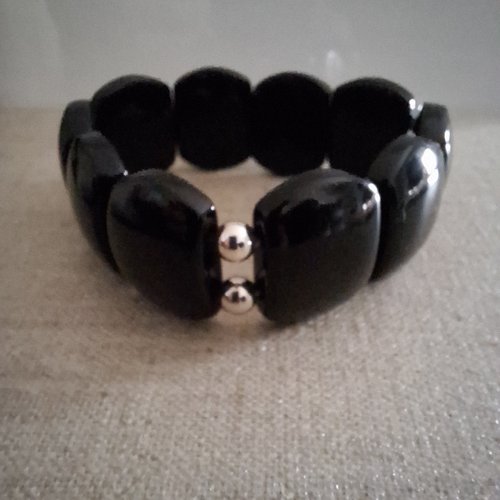 Bracelet double en onyx noir