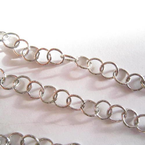 X 1 mètre de chaine à maille ronde en métal argenté 