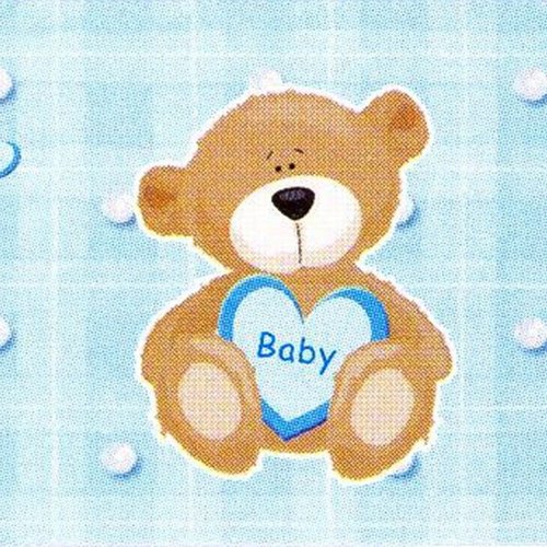 10 étiquettes fantaisies, ourson bleu, décoration de baptême, anniversaire.