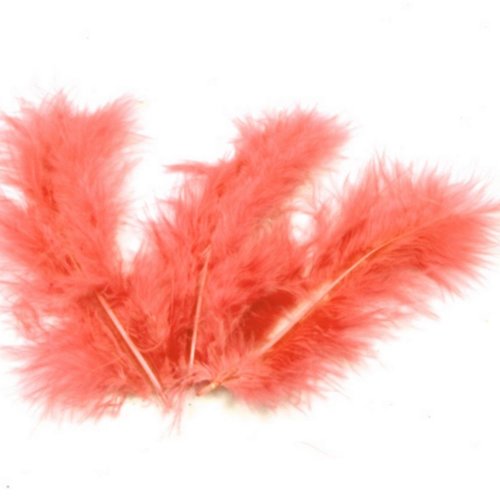 20 plumes décoratives corail - 10 cm environ.
