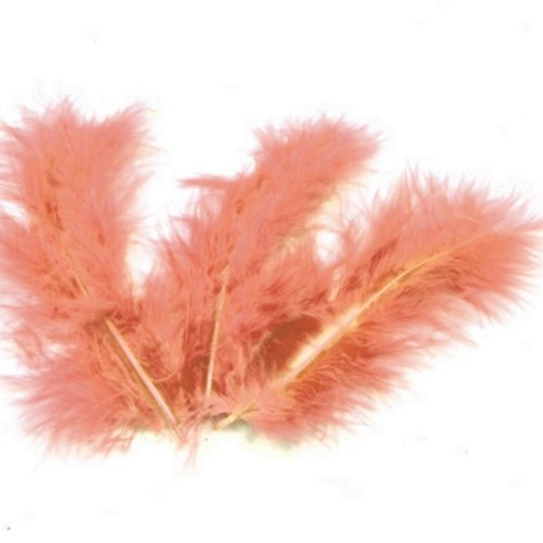 20 plumes décoratives pêche - 10 cm environ.