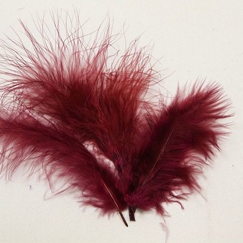 20 plumes décoratives bordeaux - 10 cm environ.