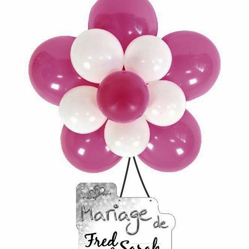 1 kit décor rosace de ballons mariage fuchsia et blanc.