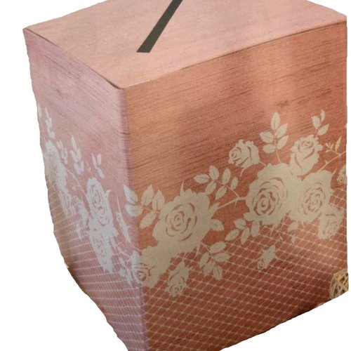 Tirelire - urne - mariage - collection bois de rose - 23 x 20 x 20 cm.