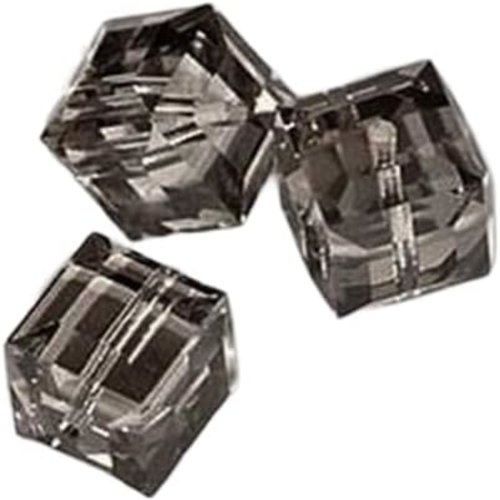 5 perles cubes black diamond en cristal de swarovski-6 mm