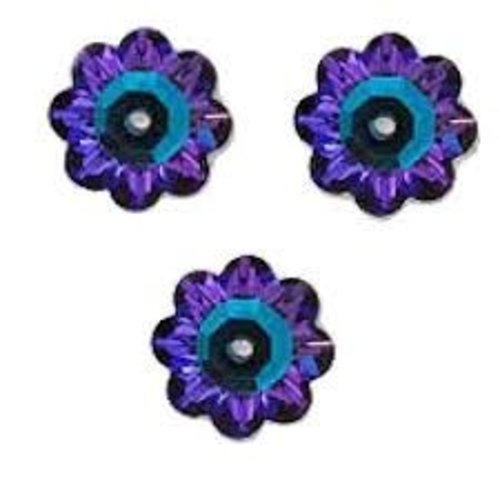 20 perles fleurs crystal heliotrope en cristal de swarovski 6mm