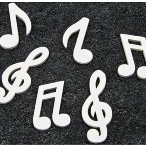 24 notes de musique en bois blanc