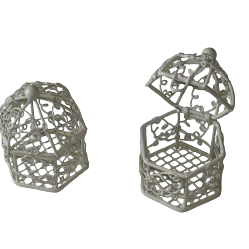 Mini cage à oiseaux ivoire pour décoration.