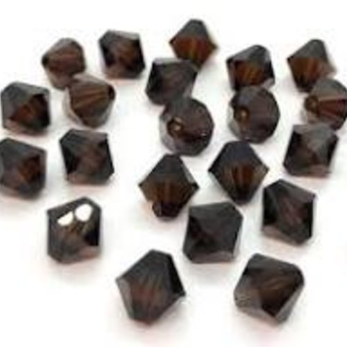 50 perles toupies - 4 mm - mocca - cristal de swarovski