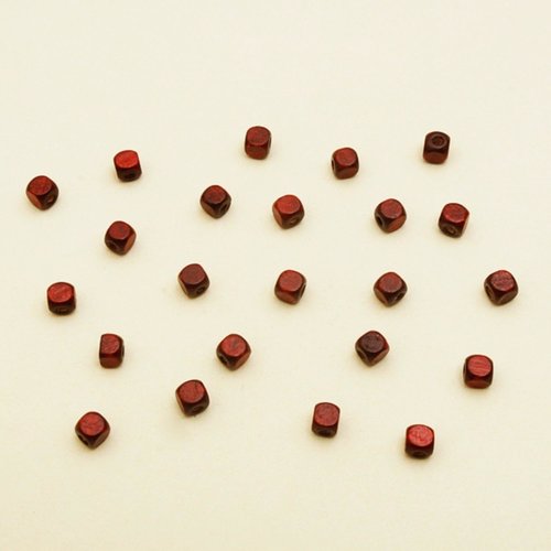 48 perles cubes bois chocolat
