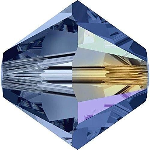 25 toupies 4 mm montana ab, cristal de swarovski.