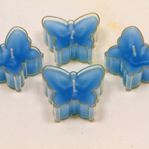 Bougie chauffe-plat papillon x 4 - turquoise