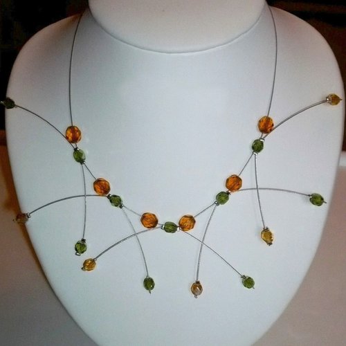 Collier étincelle olivine et topaz, collier mariage.