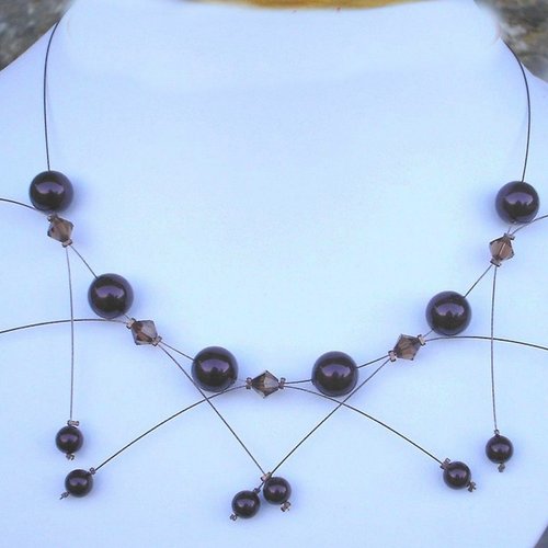 Collier étincelle marron n°1, collier mariage.