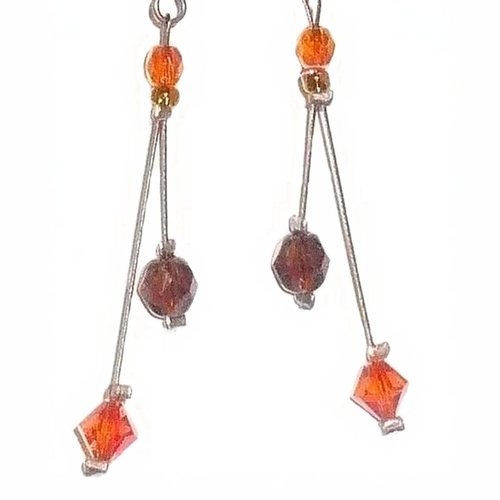 Boucles d'oreilles étincelle marron et orange n°1. bijoux mariage en cristal de swarovski.