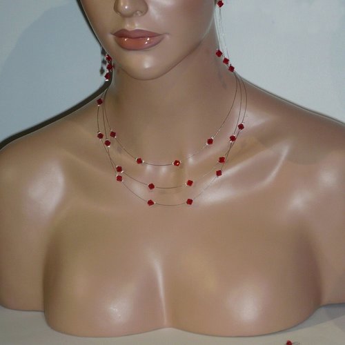 Parure trilemme n°1 rouge en cristal de swarovsky.