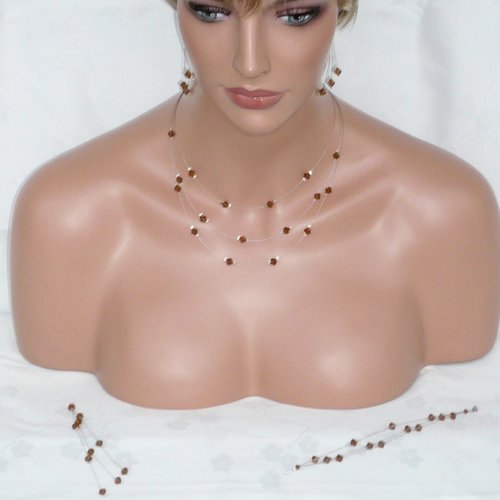 Parure trilemme n°1 marron en cristal de swarovsky.