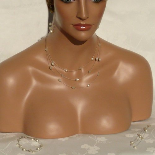 Parure trilemme n°1 ivoire n1 en cristal de swarovsky.