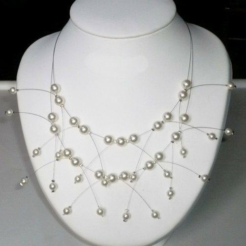 Collier mariée double étincelles ivoire n°1. bijoux mariée.