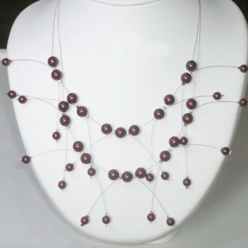Collier mariée double étincelles bordeaux n°1. bijoux mariée.
