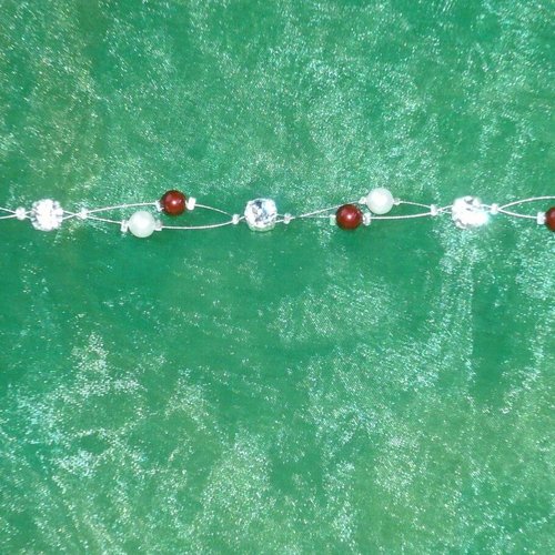 Bracelet double étincelle bordeaux, cristal et blanc.bijoux mariage. bracelet mariée.