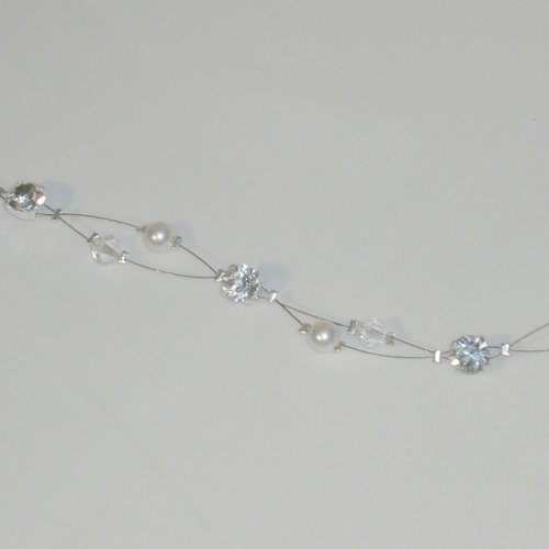 Bracelet double étincelle cristal et blanc n°1. bijoux mariage. bracelet mariée.