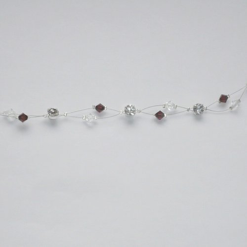 Bracelet double étincelle bordeaux et cristal. bijoux mariage. bracelet mariée.