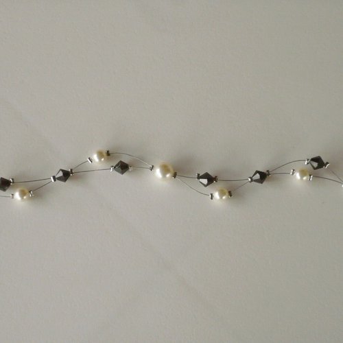 Bracelet double étincelle marron foncé et ivoire. bijoux mariage. bracelet mariée.