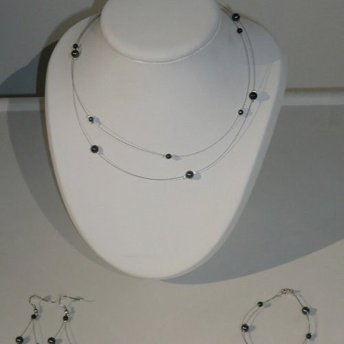 Parure doublon noir - bijoux mariage - cristal de swarovski