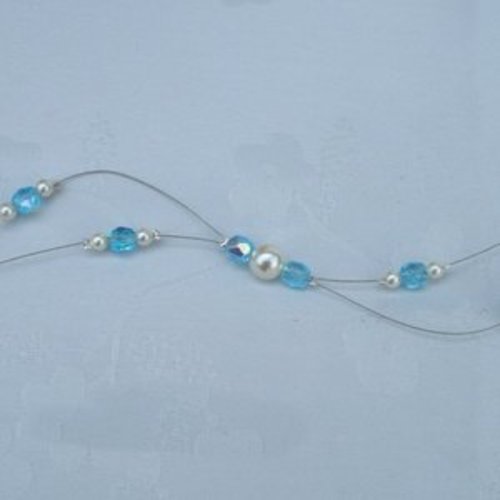 Bracelet assorti petit papillon n°2 ivoire et turquoise, bijoux fantaisie. création artisanale.