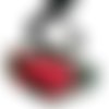 Collier en mosaïque avec ardoise et émaux de briare rouge, fait main, modèle unique